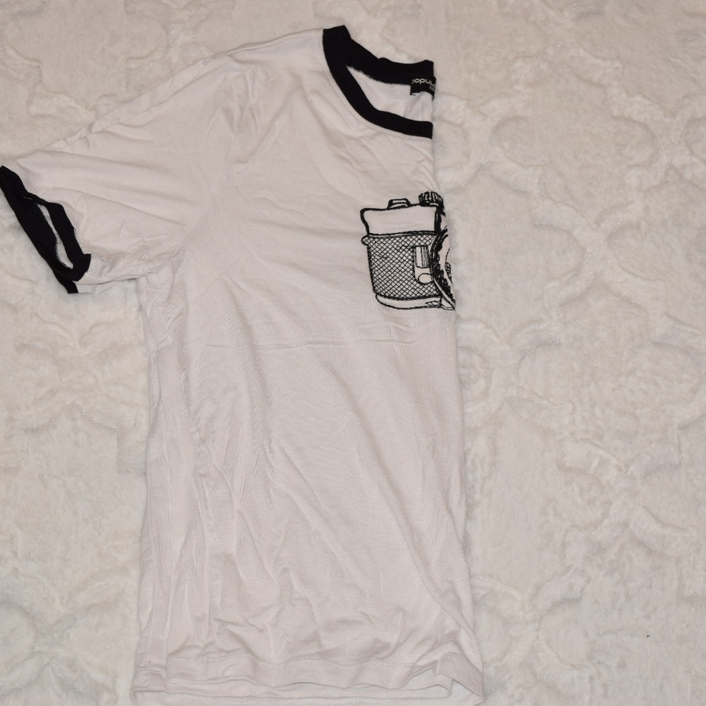 Camera Black & White Ringer Embroidered Tee - Picture 3 of 4